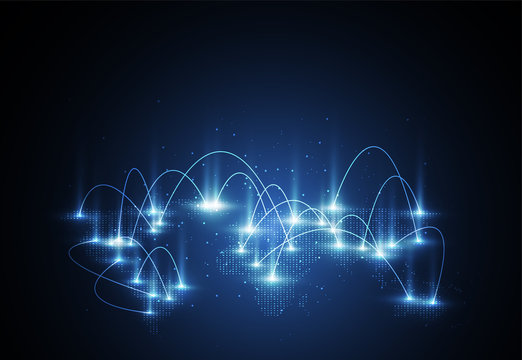 Global network connection. World map point and line composition concept of global business. Vector Illustration