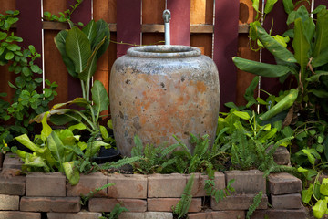 Garden design with jar.