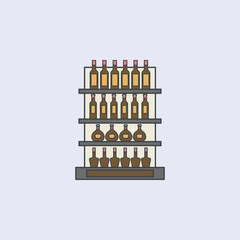 alcoholic drinks on shelves colored outline icon. One of the collection icons for websites, web design, mobile app