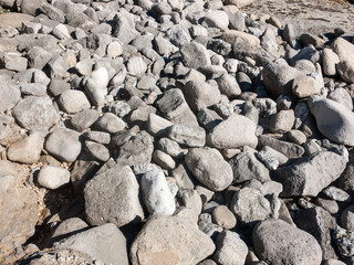texture of grey rocks on coast beach landscape background nature