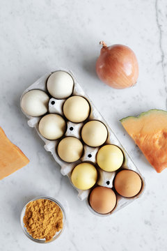 Eggs colored with natural ingredients
