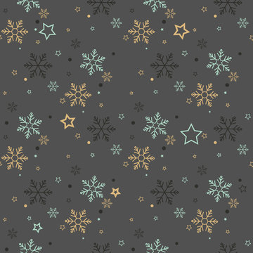 Seamless vector pattern with detailed snowflakes. Nice vector background, perfect for wallpaper, wrapping paper or textile.