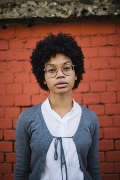 Portrait of african young woman with glasses