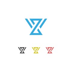 Initial letter YZ ZY minimalist art monogram shape logo