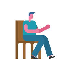Guy On chair. Man sit. human on stool. Vector illustration