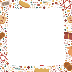 Frame with Hanukkah holiday flat design icons