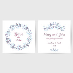 Wedding Postcard With Blue Flowers