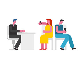 Divorce. Married couple and lawyer. Family getting divorced