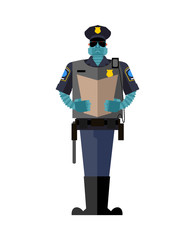 Cop robot. Policeman Cyborg. Officer Police robotic man Future. Vector illustration