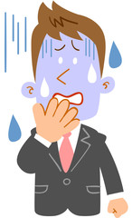 青ざめた顔色の若手ビジネスマン_上半身
