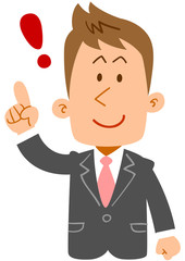 人差し指を立てる若手ビジネスマン_上半身

