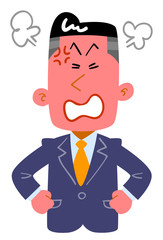 顔を紅潮させて怒る若手ビジネスマン_上半身
