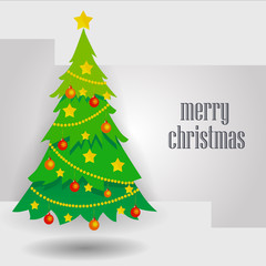 Merry Christmas Greeting Card Template WIth Tree