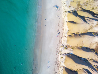 aerial view of cliffs and beach
