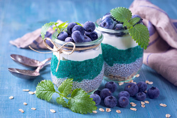 Chia seeds with spirulina pudding © Elena Schweitzer