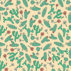 Cactus seamless. Background, texture, wallpaper. sketch