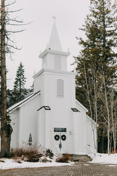 Capel in Winter Landscape before Wedding Ceremony