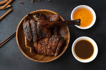 chinese roasted duck with dark background