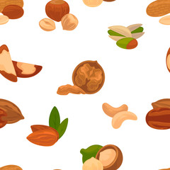 Delicious nutritious nuts full of vitamins and minerals isolated cartoon flat vector