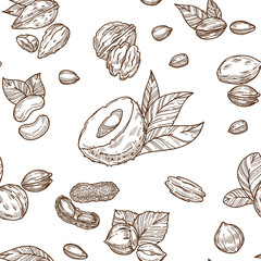 Delicious nutritious nuts full of vitamins and minerals isolated cartoon flat vector