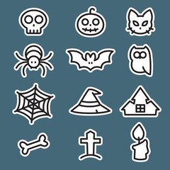 Icon set Halloween, flat style, vector