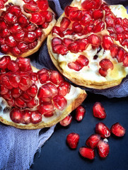 Several pomegranates peeled