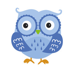 Blue Owl. Cartoon Character Isolated on White Vector Illustration  You are my Valentine. Love in the air, Saint Valentine, postcard