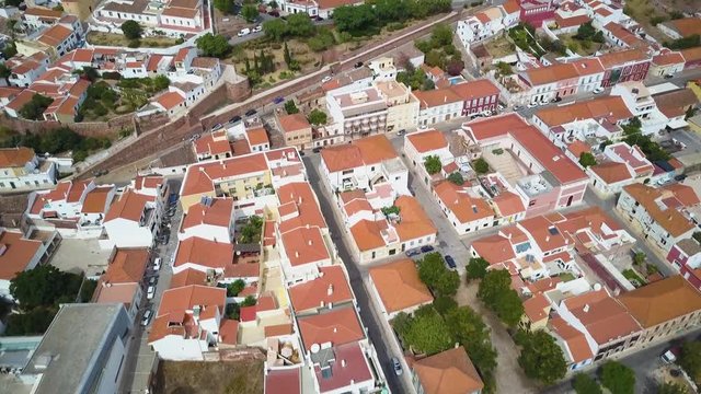 4k drone.  Ancient medieval castle.  City of Silves, Portugal.  Algarve region.