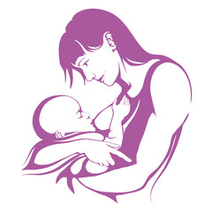 breastfeeding mother, baby feeding breast milk, breastfeeding logo