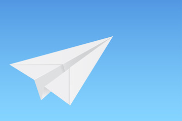 Paper airplane on blue background