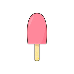Ice-cream on the stick. Izolated vector illustrarion in cartoon style.