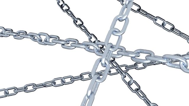 Five Chains with differents links size locking the screen