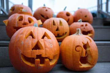 carved pumpkins for Halloween