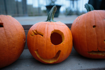 carved pumpkins for Halloween