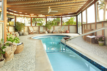 Hot tub pool at luxury hot springs in Palm Springs, California
