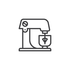 Food processor outline icon. linear style sign for mobile concept and web design. Mixer with cup simple line vector icon. Symbol, logo illustration. Pixel perfect vector graphics