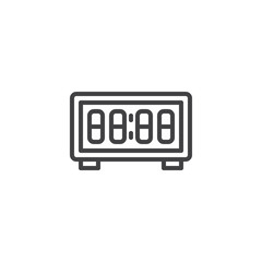 Digital clock outline icon. linear style sign for mobile concept and web design. Alarm electronic clock simple line vector icon. Symbol, logo illustration. Pixel perfect vector graphics