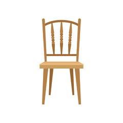 Wooden chair, design element for home interior vector Illustration on a white background