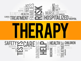 Therapy word cloud collage, health concept background