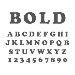 Vector of stylized bold font and alphabet