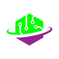 Tech logo. Digital world concept. EPS Vector