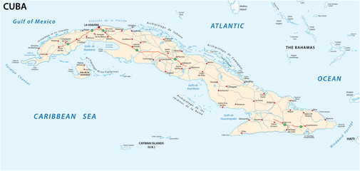 Republic of Cuba road vector map