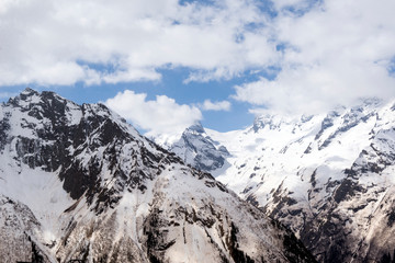 peaks of the Caucasus mountains, winter mountain landscape