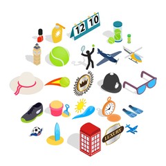 Inning icons set. Isometric set of 25 inning vector icons for web isolated on white background