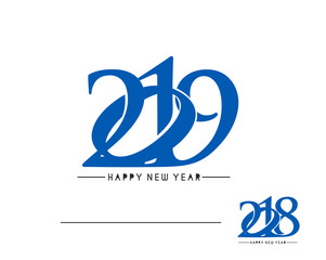 Happy New Year 2019 Text Design  Patter, Vector illustration.