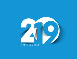 Happy New Year 2019 Text Design  Patter, Vector illustration. - 229314540