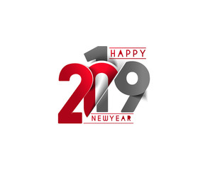 Happy New Year 2019 Text Design  Patter, Vector illustration.