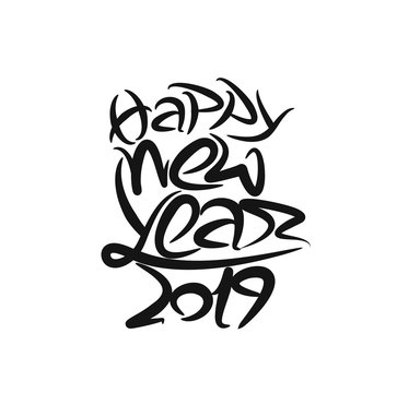 Happy New Year 2019 Typography Design, Vector illustration.