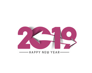 Happy New Year 2019 Text Design  Patter, Vector illustration.