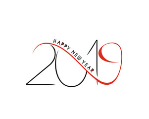 Happy New Year 2019 Text Design  Patter, Vector illustration.